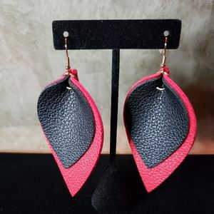 Teardrop Dual Leather Earrings
